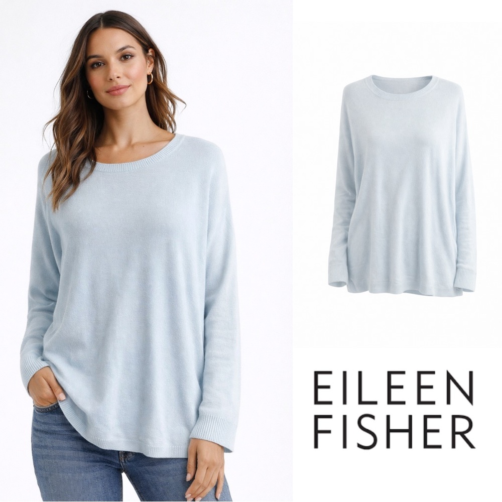 NEW Eileen Fisher Jeweled Neck Ribbed Sweater